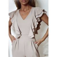 000411. KOMBINEZON FALBANA BEŻOWY